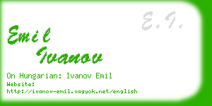 emil ivanov business card